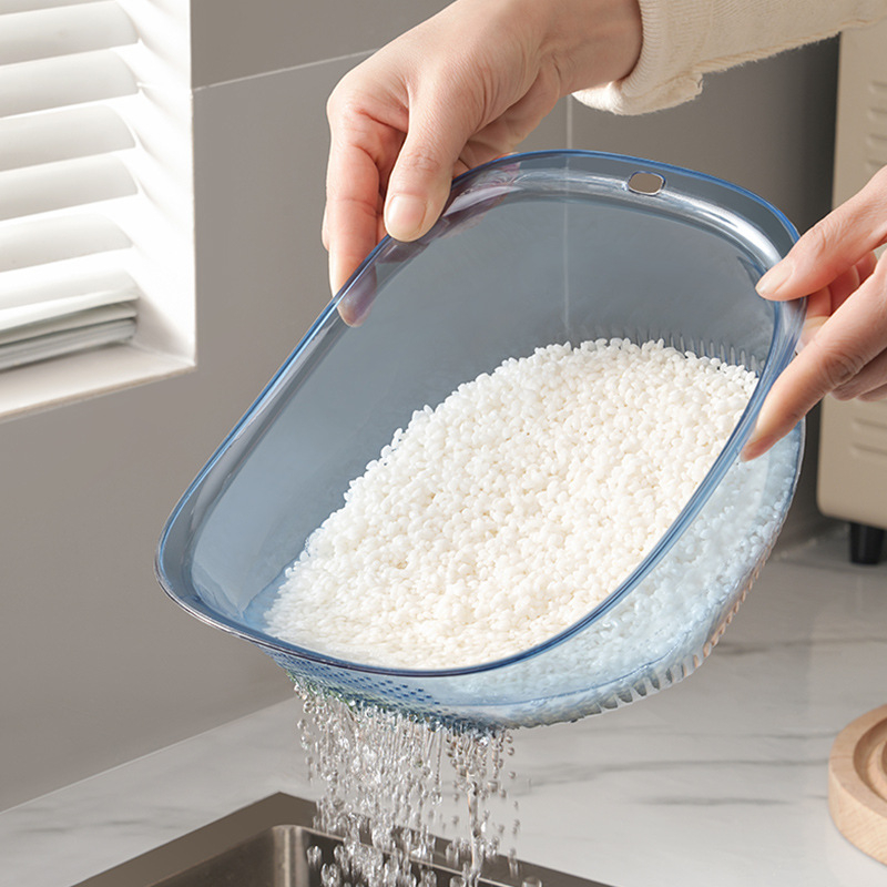 Coș de scurs din plastic, multifuncțional pentru bucătărie, capacitate mare pentru spălarea legumelor și fructelor
