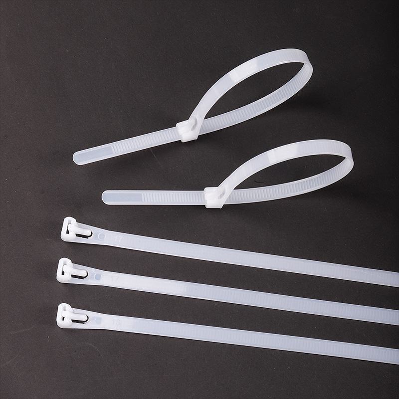 Ponovno upotrebljive najlonske vezice za kablove, crno‑bijele, debeli plastični držači, veličine 4.8mm x 300–350mm, 4.8mm x 200mm, 3.6mm x 150–200mm, 4.8mm x 250mm
