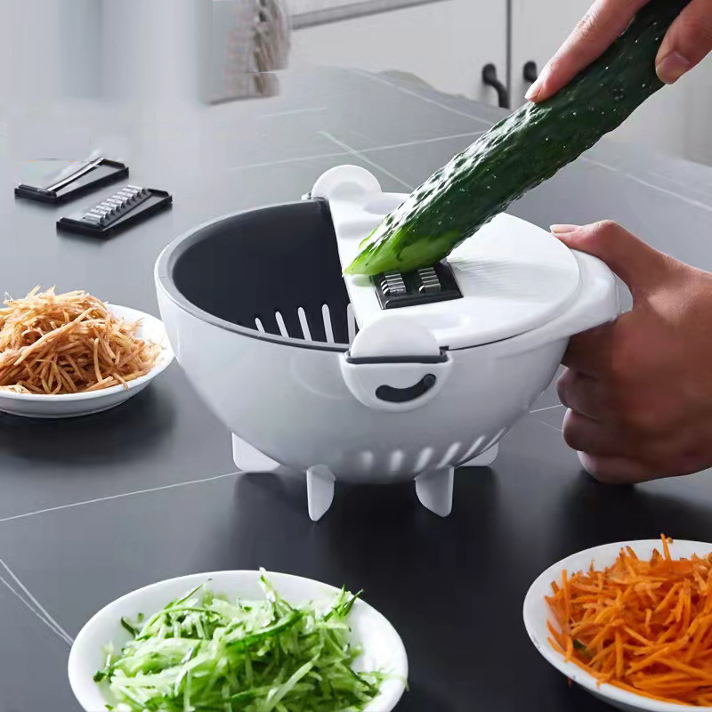 Shunze Râzător multifuncțional pentru legume și fructe, cu coș de scurgere