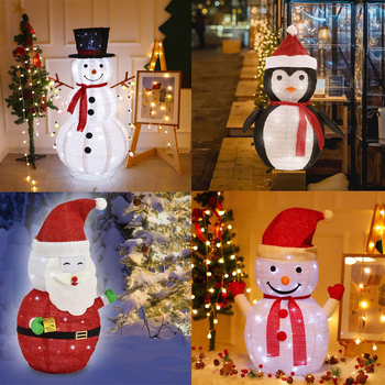 Lumini LED de Crăciun cu om de zăpadă pentru curte – iluminat exterior decorativ, rezistent la apă, pentru vitrine și spații