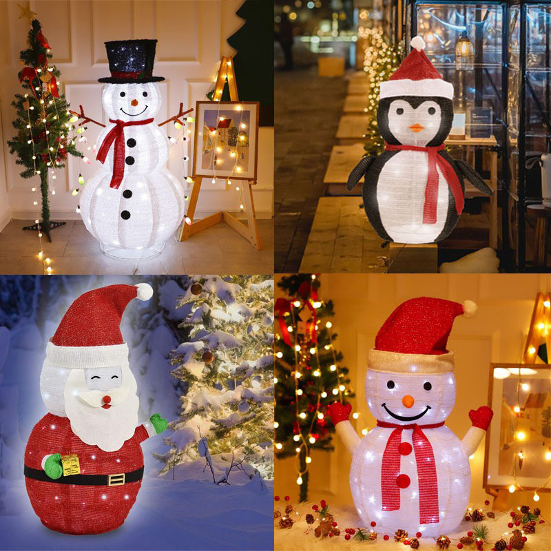 Lumini LED de Crăciun cu om de zăpadă pentru curte – iluminat exterior decorativ, rezistent la apă, pentru vitrine și spații