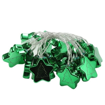 Ghirlandă LED de Crăciun în formă de stea, lumini mini colorate, decor metalic din fier pentru brad