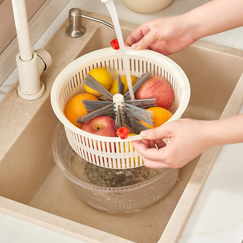 Coș mare dublu etajat pentru spălat fructe și legume, cu drenaj – design modern pentru bucătărie