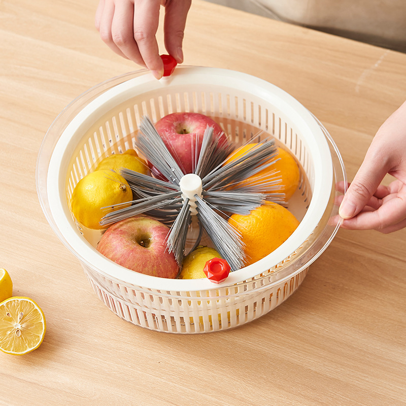 Coș mare dublu etajat pentru spălat fructe și legume, cu drenaj – design modern pentru bucătărie