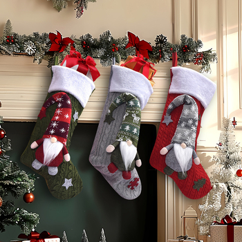 Șosete de Crăciun tricotate cu Rudolph – ornamente de cadouri pentru decor acasă și în magazin