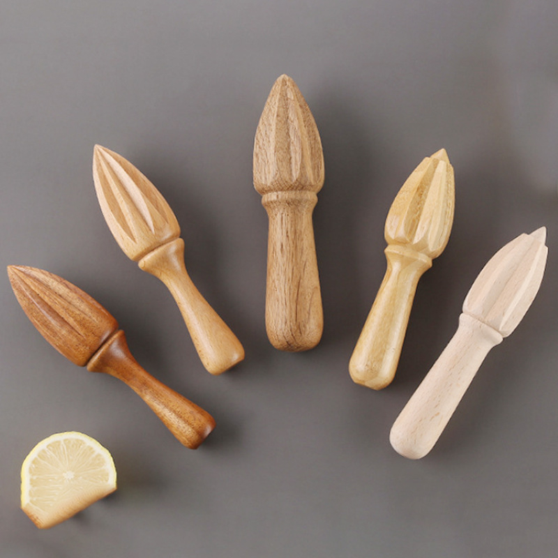 Storcător manual de lămâie din beech wood, formă conică, ustensil din lemn pentru gătit și coacere