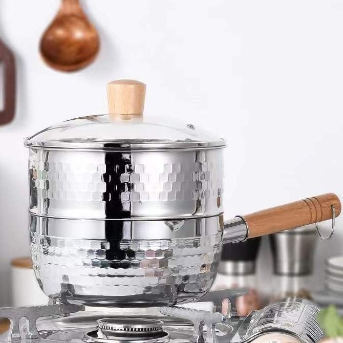 Set accesorii oală în stil japonez pentru aburi: capac, coș de abur și grilă, oțel inoxidabil 304 de calitate alimentară, vas universal pentru aburi cu capac, design îngroșat
