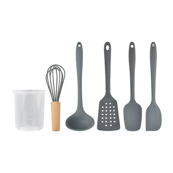 Set de ustensile de copt din silicon, 5 sau 6 piese, spatule, racletă din silicon, perie pentru ulei, tel de ouă, rezistent la temperaturi înalte
