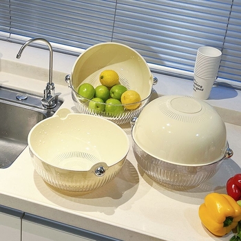 Coș dublu nivel pentru clătire legume, orez, fructe și vase de bucătărie