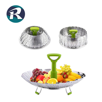 Coș de aburi pliabil din oțel inoxidabil 430, design lotus, suport telescopic pentru aburi, tavă multifuncțională pentru chifle și dumplings, tavă de abur și scurgere