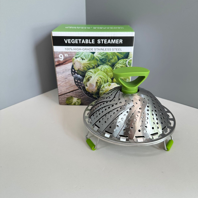 Coș de aburi pliabil din oțel inoxidabil 430, design lotus, suport telescopic pentru aburi, tavă multifuncțională pentru chifle și dumplings, tavă de abur și scurgere