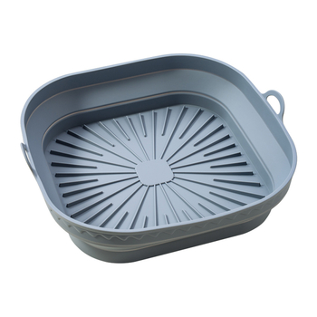 Tava din siliconă pentru air fryer, rotundă și pătrată, cu covoraș din silicon
