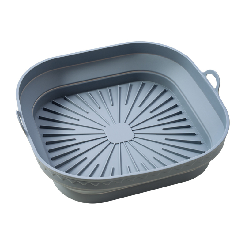 Tava din siliconă pentru air fryer, rotundă și pătrată, cu covoraș din silicon