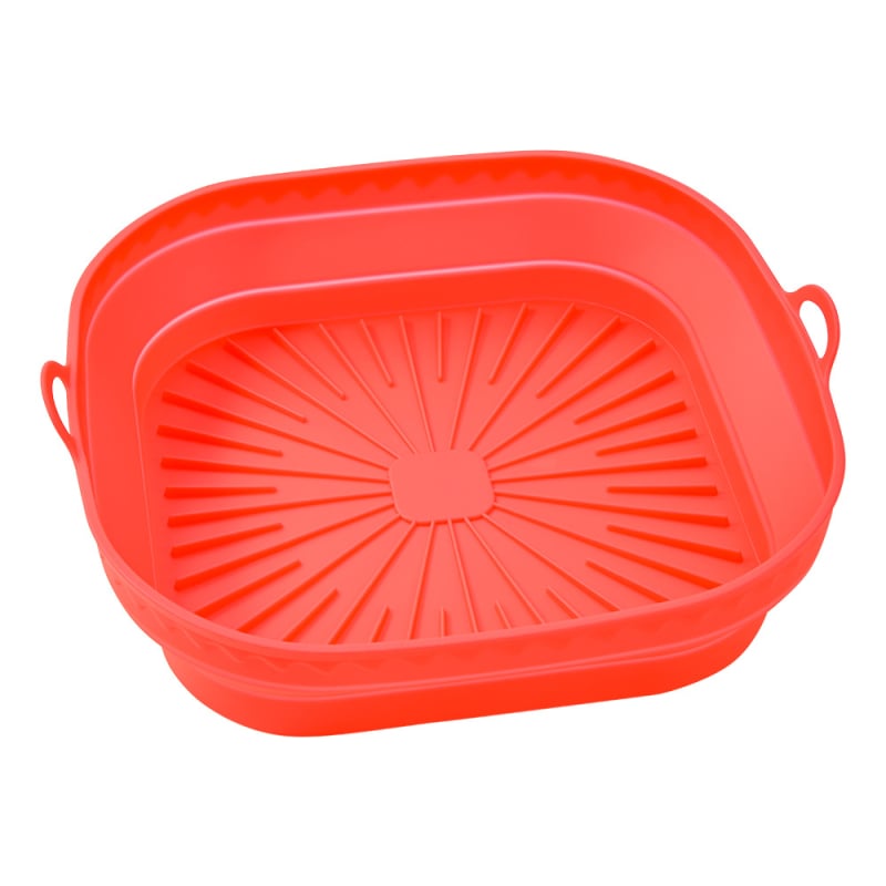 Tava din siliconă pentru air fryer, rotundă și pătrată, cu covoraș din silicon