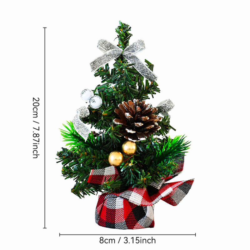 Brad de Crăciun de 20 cm, decor de masă, material PVC ignifug, 2026 model nou