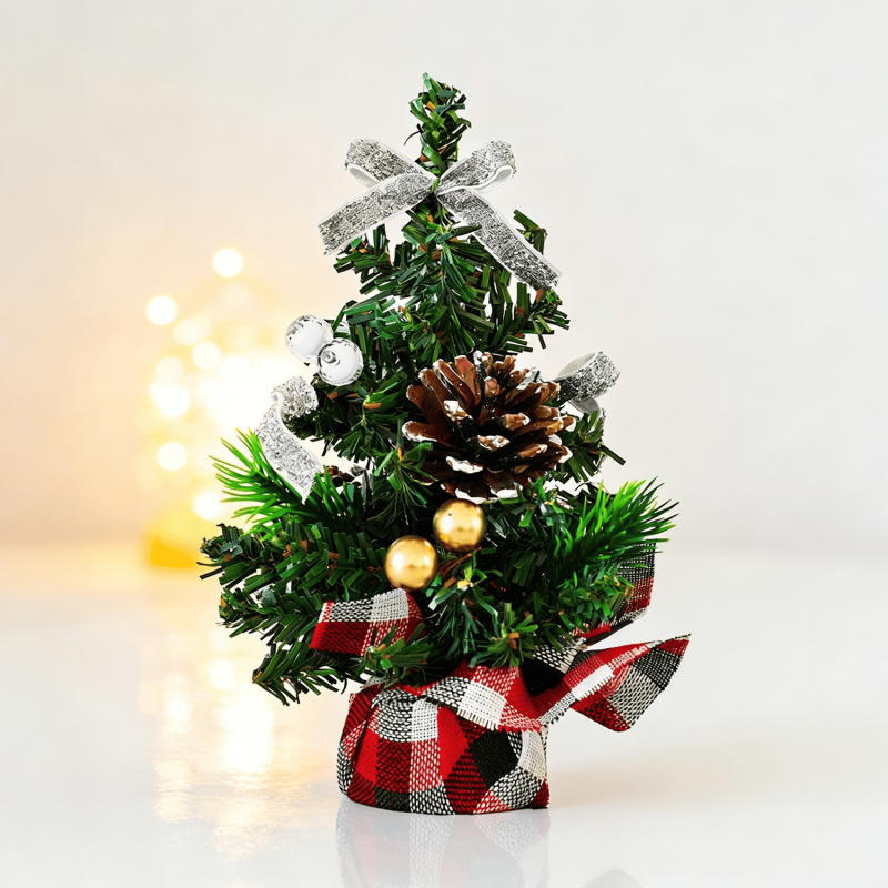 Brad de Crăciun de 20 cm, decor de masă, material PVC ignifug, 2026 model nou