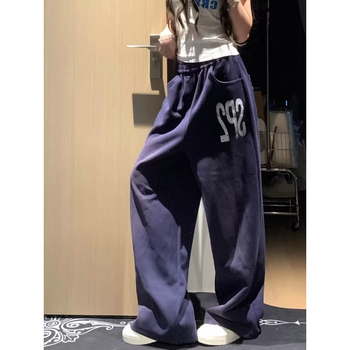 Ženske široke hlače s elastičnim pojasom, hip-hop otisak, široke nogavice, casual hlače za jazz ples