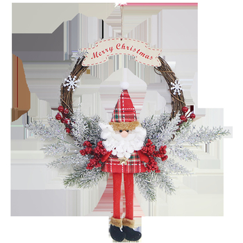 Ghirlandă de Crăciun cu inel din răchită și accente florale pentru ușă, fereastră sau perete; decor atârnat și accesorii pentru brad
