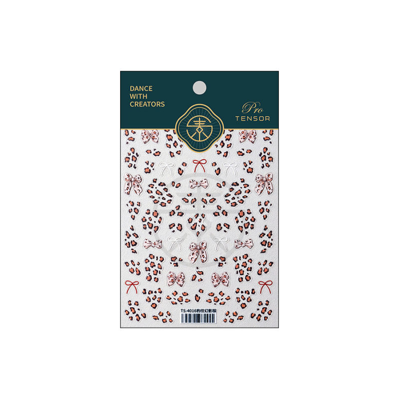 Magico Željezo 5D reljefna naljepnica za nokte TS-4015 Leopard Phantom Powder, matna, tanka i prozirna