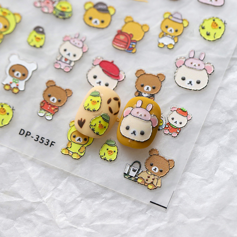 3D reljefne naljepnice za nokte s karikaturalnim dizajnom, prozirne naljepnice za nokte, ukrasi za nokte DP352