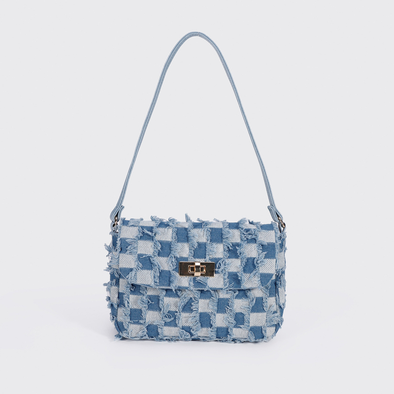 Denim bucket torba, mala veličina, s crossbody remenom i unutarnjim džepom na zip