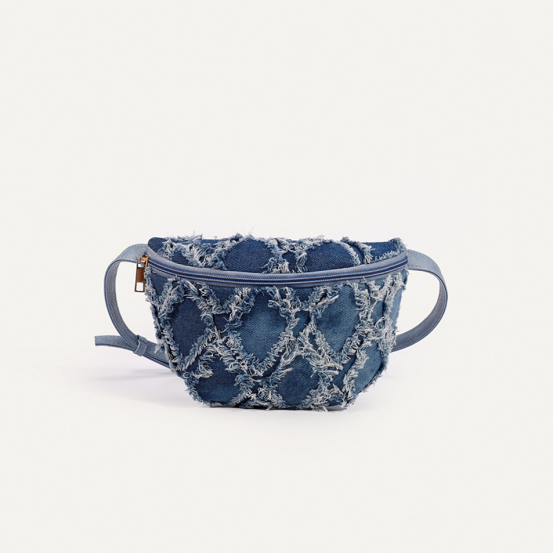 Denim bucket torba, mala veličina, s crossbody remenom i unutarnjim džepom na zip