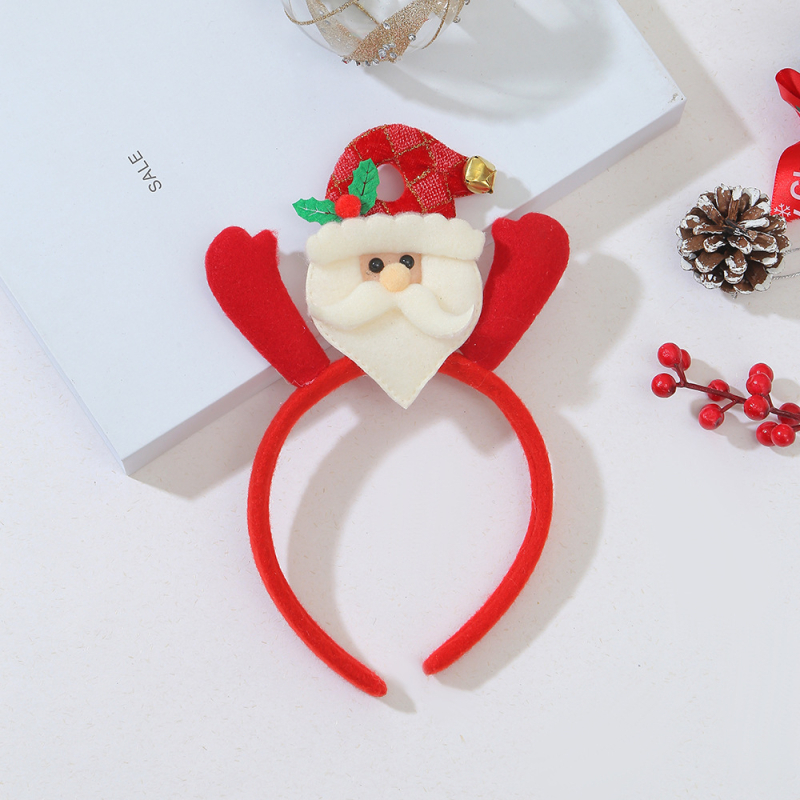 Nouă bandă pentru cap de Crăciun cu motiv Moș Crăciun – stil desen animat, decor pentru petrecere