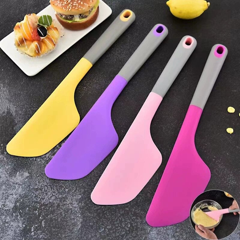 Spatula din silicon cu mâner lung, mică, rezistentă la temperaturi înalte, spatulă groasă și moale pentru crema de tort, amestecare, unelte de coacere