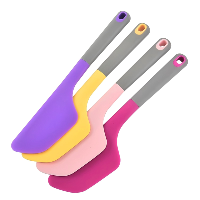 Spatula din silicon cu mâner lung, mică, rezistentă la temperaturi înalte, spatulă groasă și moale pentru crema de tort, amestecare, unelte de coacere