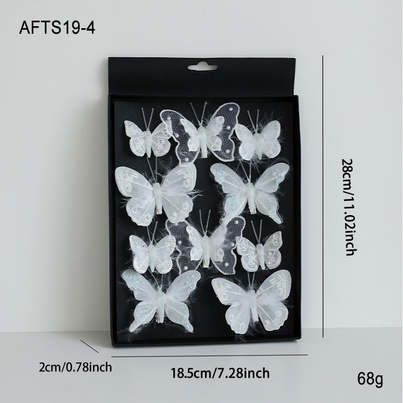 Ornament pentru brad: fluture colorat, decupat, cu sclipici, clemă de prindere