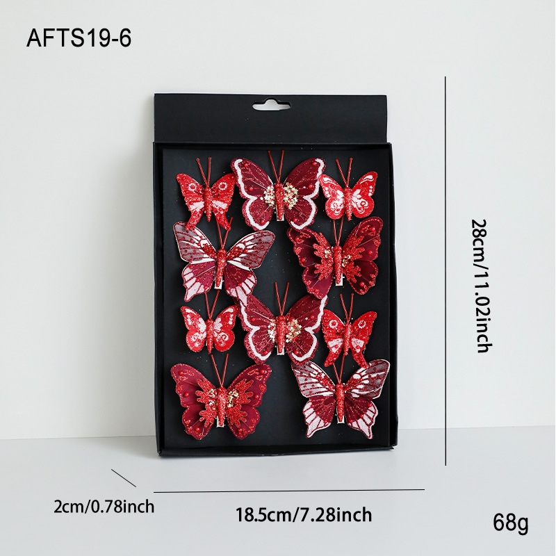 Ornament pentru brad: fluture colorat, decupat, cu sclipici, clemă de prindere