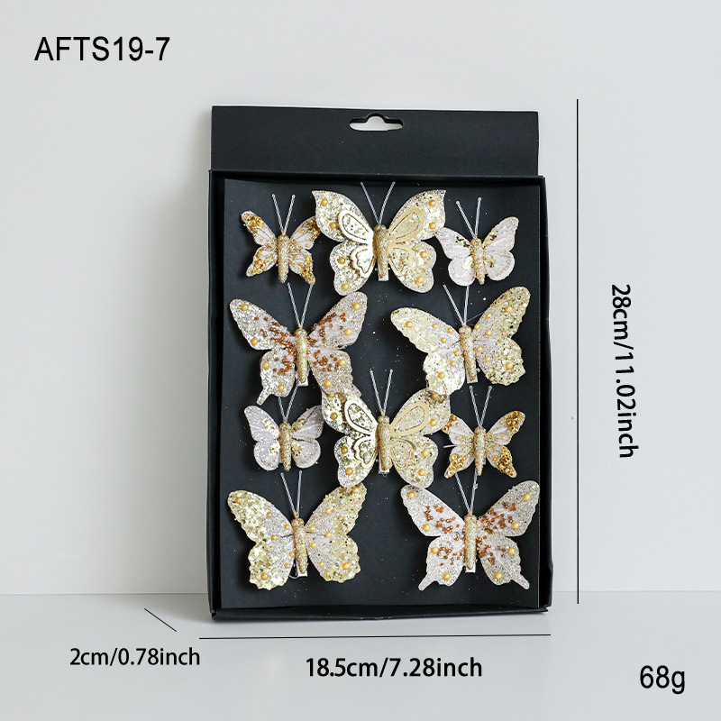 Ornament pentru brad: fluture colorat, decupat, cu sclipici, clemă de prindere
