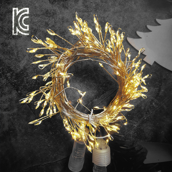 Șir LED din sârmă de cupru, cu design de artificii pentru Crăciun, alimentare USB, 24V, reglaj intensitate, IP44, lungime 3m sau 6m, 200 LED-uri