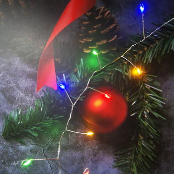 Șir LED din sârmă de cupru, cu design de artificii pentru Crăciun, alimentare USB, 24V, reglaj intensitate, IP44, lungime 3m sau 6m, 200 LED-uri