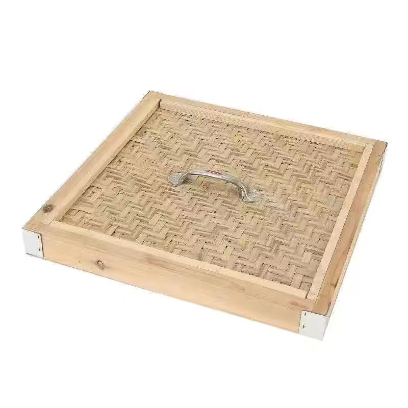 Set de aburi din bambus, manual, 52/56 cm, mare, cu margine din aliaj de aluminiu