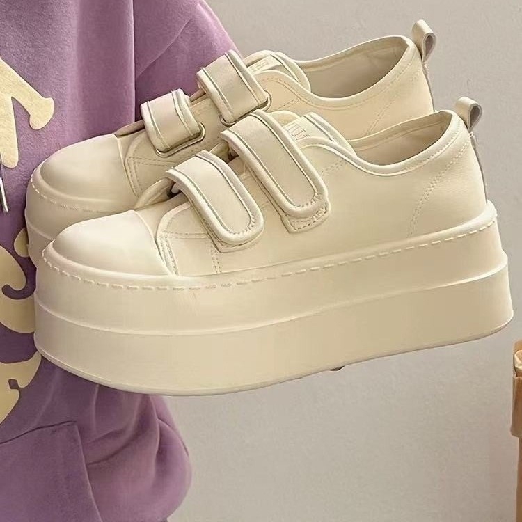 Γυναικείες sneakers με παχιά σόλα και Velcro, 2025 μόδα, λευκά καθημερινά αθλητικά παπούτσια