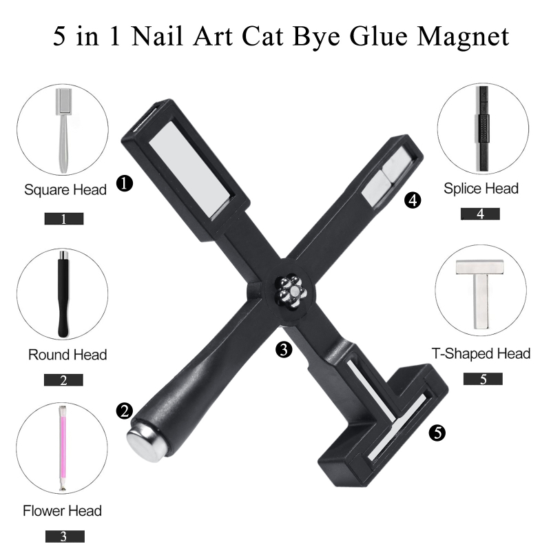 Pet u jedan multifunkcionalni magnet u obliku križa za gel nokte Cat-Eye