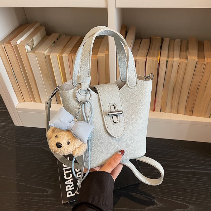 Ženska PU bucket torba s uzorkom liči, mala crossbody torba za svakodnevnu upotrebu