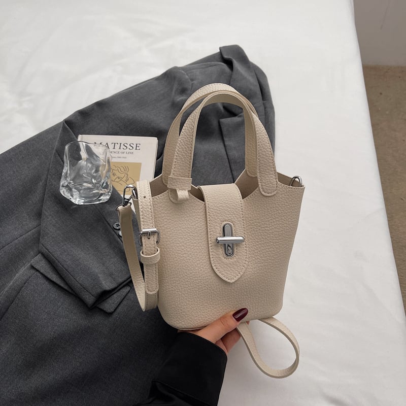 Ženska PU bucket torba s uzorkom liči, mala crossbody torba za svakodnevnu upotrebu