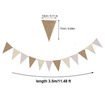 Ghirlandă din in cu steaguri triunghiulare, gradient, 12 bucăți, lungime 3,6 m, decor european pentru nuntă, petreceri la grădiniță și zile de naștere