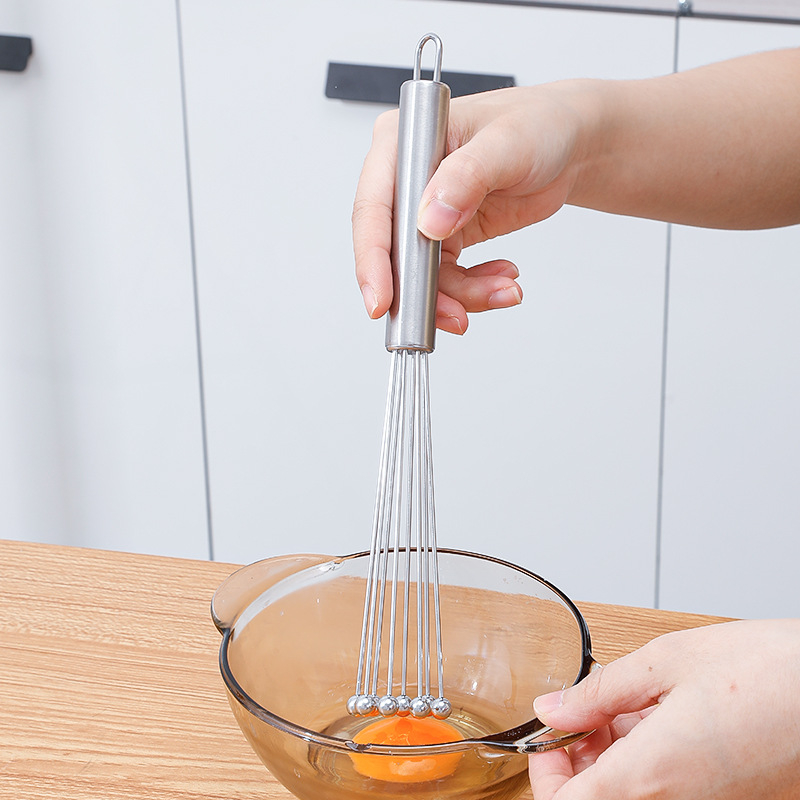 Tel de ouă din oțel inoxidabil cu bile metalice, manual, calitate alimentară, pentru bucătărie