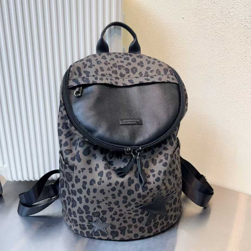 Ženski platneni ruksak s leopard printom, bucket stil, velika kapaciteta za putovanja