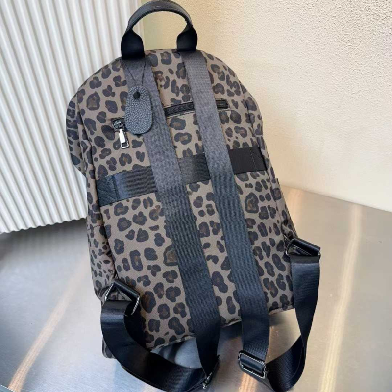 Ženski platneni ruksak s leopard printom, bucket stil, velika kapaciteta za putovanja