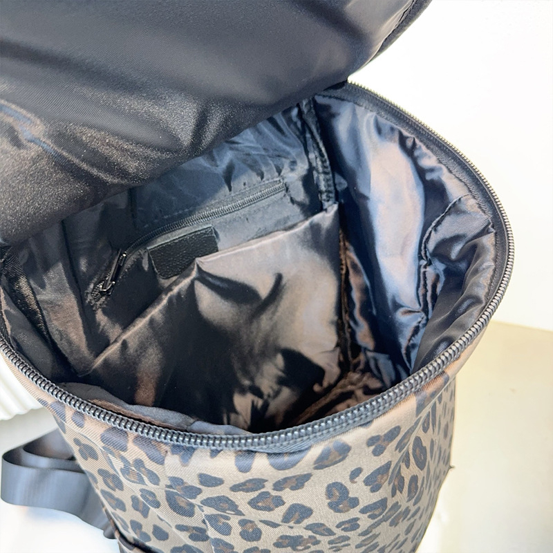 Ženski platneni ruksak s leopard printom, bucket stil, velika kapaciteta za putovanja