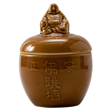 Oală ceramică Buddha Jumps Over the Wall, mică, cu capac, pentru uz comercial