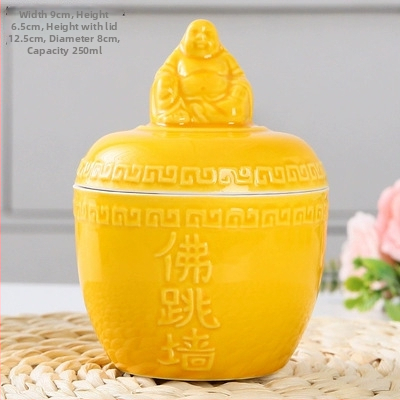 Oală ceramică Buddha Jumps Over the Wall, mică, cu capac, pentru uz comercial