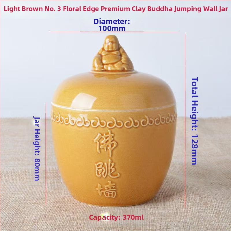 Oală ceramică Buddha Jumps Over the Wall, mică, cu capac, pentru uz comercial