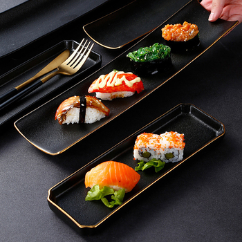 Tavă porțelan dreptunghiulară, stil japonez, pentru sushi, sashimi, deserturi, hot pot și grătar