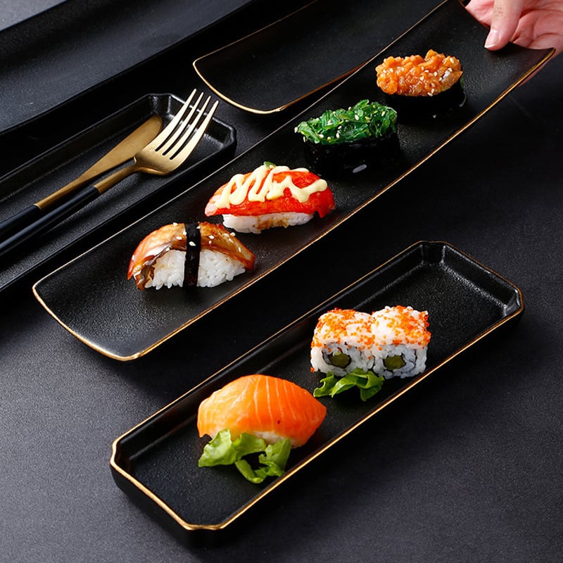 Tavă porțelan dreptunghiulară, stil japonez, pentru sushi, sashimi, deserturi, hot pot și grătar