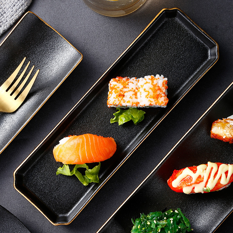 Tavă porțelan dreptunghiulară, stil japonez, pentru sushi, sashimi, deserturi, hot pot și grătar